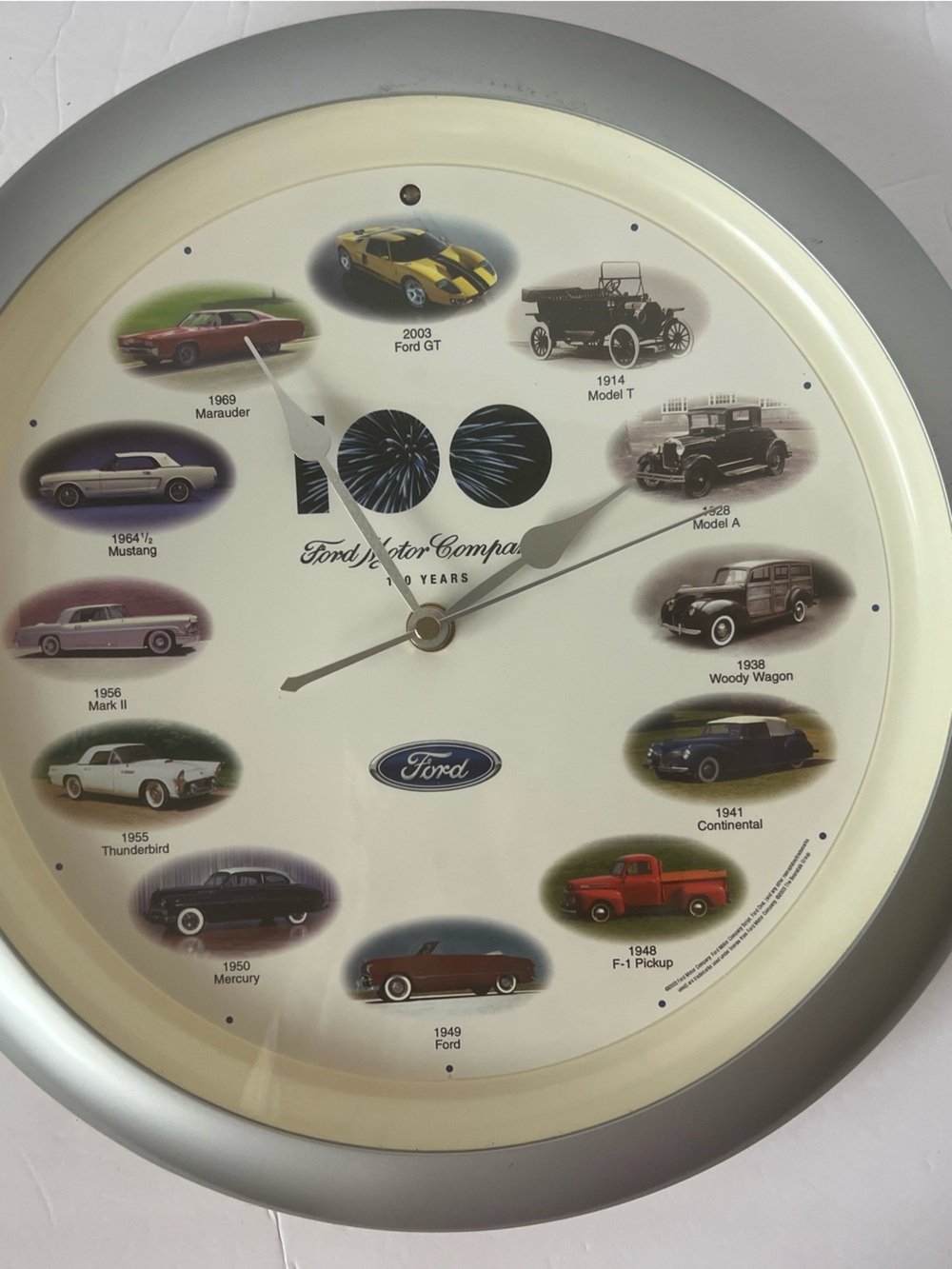 Vintage Ford Motor Company For 100 Years Wall Clock 1914-2003 Model T to Ford GT